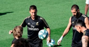 هازارد يتدرب بالكرة لأول مرة فى مران ريال مدريد 