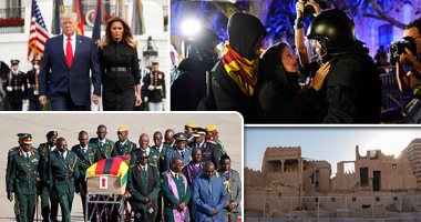 العالم هذا المساء.. وصول جثمان موجابى لزيمبابوى.. متظاهرو كتالونيا يحرقون علم إسبانيا خلال مظاهرات للمطالبة باستقلالهم.. ترامب وميلانيا ودقيقة حداد على ضحايا 11 سبتمبر..  ولى العهد السعودى يوجه بترميم قصر أثرى