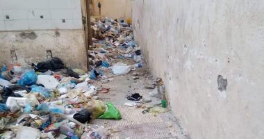 إلقاء القمامة فى حوش المدرسة.. شكوى أولياء أمور طلاب مدرسة النبوية بباكوس