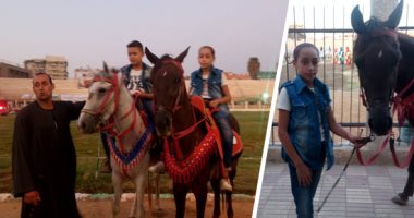 "آلاء وأحمد" أصغر فارسين بالشرقية.. الشقيقان لـ"اليوم السابع": وقتنا كله للخيول.. وآلاء: مع الحصان لا أشعر بمن حولى.. والدهما: البيت اللى مش فيه خيل مش فيه خير.. والمحافظ: مهرجان الخيول تنفرد به المحافظة