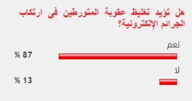 %87 من القراء يؤيدون تغليظ عقوبة المتورطين فى ارتكاب الجرائم الإلكترونية
