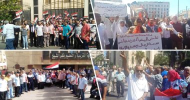 مسيرات واحتفالات فى الشوارع والميادين بالمحافظات.. عمال وأهالى الإسكندرية فى ميدان القائد إبراهيم يرفضون الفوضى .. وأهالى السويس يرفعون شعار " نعم للاستقرار".. ومواطنو الشرقية وكفر الشيخ والمنوفية يدعمون الدولة