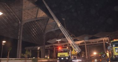 صور.. الدفاع المدنى السعودى: السيطرة على حريق قطار خادم الحرمين