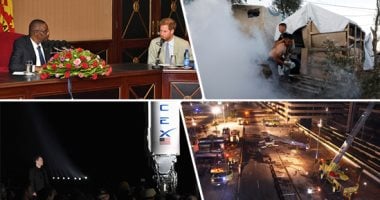 العالم هذا الصباح.. إخماد حريق قطار خادم الحرمين.. إيلون ماسك يكشف عن المركبة ستارشيب قبل انطلاقها للمريخ.. الأمير هارى يزور مالاوى ويتبادل الهدايا مع الرئيس بيتر موثاريكا.. حريق مخيم للمهاجرين بجزيرة يونانية