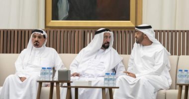 محمد بن زايد يتقبل تعازي القاسمي والنعيمي والشيوخ بوفاة سهيل الكتبي