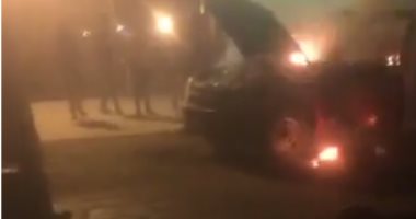 حريق سيارة ربع نقل بمدينة بلقاس فى الدقهلية.. صور 