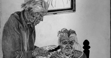 "على" يهوى رسم الوجوه باللونين الأبيض و الأسود ..صور