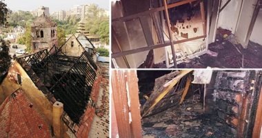 النيران توقف 120 سنة من الصلوات بكنيسة مارجرجس بحلوان.. أسسها الألمان وصلى فيها الأرمن.. اشتراها الأنبا بولس أسقف حلوان الراحل بـ3 آلاف جنيه لتنضم لكنائس الأقباط..  وخدماتها ظلت قائمة لمدة 48 عاما