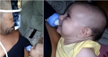 "الأبوة بتقولك اتصرف".. حيلة غريبة من أب لإرضاع طفله فى غياب والدته