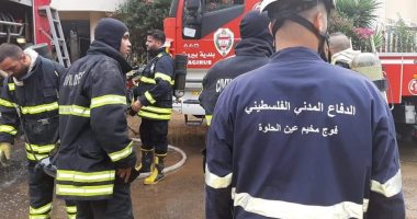 الدفاع المدنى الفلسطينى يشارك فى إخماد حرائق لبنان .. فيديو وصور