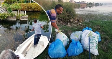 صور.. مبادرة شبابية لجمع القمامة والبلاستيك من نهر النيل بأسوان.. المتطوعون: هدفنا الحفاظ على مكانة بلادنا سياحيا وحماية البيئة.. ويؤكدون: البلاستيك يتحلل فى 400 سنة ويضر الإنسان والكائنات المائية