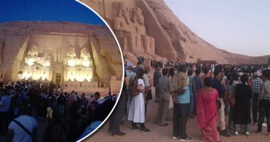 صور.. 10 مشاهد من ظاهرة تعامد الشمس بمعبد أبو سمبل.. إقبال آلاف السائحين والمصريين لمتابعة الحدث النادر.. 8 فرق شعبية تقدم فقرات غنائية واستعراضات.. عرض صوت وضوء ومعرض للحرف التراثية والبيئية المصنوعة يدويا