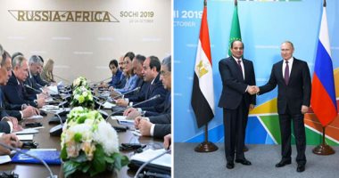 تفاصيل قمة السيسى وبوتين فى سوتشى.. الرئيسان يبحثان استئناف الرحلات الجوية الروسية إلى مصر ومشروع محطة الضبعة النووية وتطوير منظومة النقل والسكك الحديدية.. السيسى يشيد بالتعاون مع موسكو.. وبوتين: نقدر دور مصر 