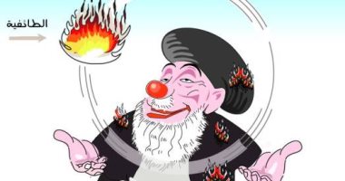 كاريكاتير الصحف السعودية.. حزب الله يتلاعب بنيران الطائفية فى لبنان فحرقته
