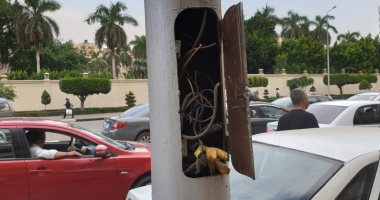 قارئ يشكو من وجود أعمدة إنارة بها كابلات مكشوفة بسراى القبة