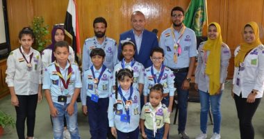 صور .. نائب محافظ الإسماعيلية يستقبل وفد مجموعة سنوسرت الكشفية التابع للشباب والرياضة 