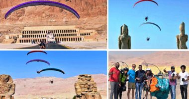 رياضة المظلات الجوية الساحرة تزين سماء بالأقصر.. "الباراموتور" نمط سياحى جديد يخدم الموسم الشتوى ويرفع مستوى الحجوزات.. عروض أعلى معابد الملكة حتشبسوت والرمسيوم.. ونجوم الرياضة يشاركون فى "قفزة السحر".. صور