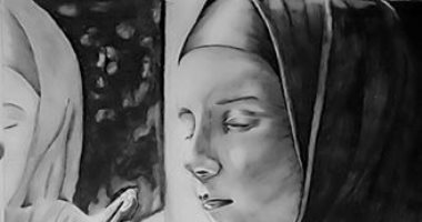 صور .. القارئ أحمد السباعى رسام يرسم الفرحة والحزن على الوجوه