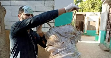جماجم حيوانات وطلاسم وتعاويذ فى حملة تطهير مقابر المراغة سوهاج