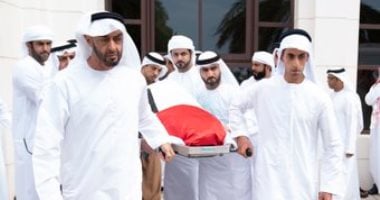 كبار رجال دولة الإمارات فى وداع جثمان سلطان بن زايد بأبو ظبى.. صور