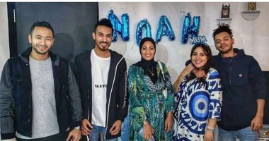 صور.. مى كساب وأوكا يحتفلان بمولودهما "نوح" بحضور حمادة هلال