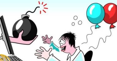 كاريكاتير صحيفة سعودية.. الإرهاب الإلكترونى خطر على المجتمع العربى