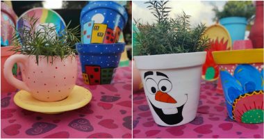 بالفرشاة والألوان.. أمنية حولت أصص النباتات لشخصيات كارتون مبهجة.. صور