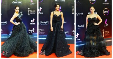 الأسود مسيطر.. نجمات اخترن ملك الألوان لحفل ختام مهرجان القاهرة السينمائى