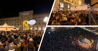 "حركة السردين" تواجه اليمين المتطرف فى إيطاليا.. أعضاء الحركة الجديدة يتظاهرون فى فلورنسا ضد حزب الرابطة بقيادة ماتيو سالفينى.. يرفضون الشعارات السياسية ويؤكدون: نحن أقوياء ويمكن أن نتحول لموجة مثل تسونامى
