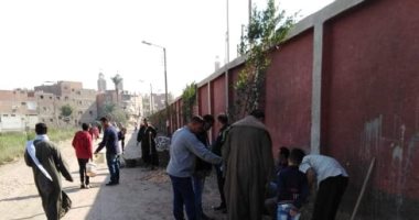 صور.. غرس 45 شجرة وصيانة أعمدة الإنارة ونظافة شوارع وأحياء بالمنيا