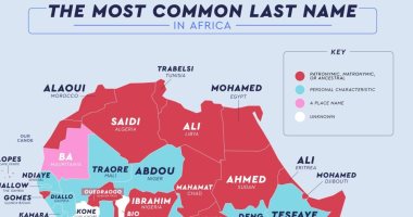 خريطة تحدد أشهر الألقاب فى كل دولة.. تعرف على الاسم الأكثر شيوعا فى مصر 