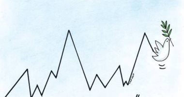 كاريكاتير الصحف الكويتية .. تذبذب بورصة السلام فى العالم