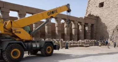 صور.. بدء نقل مجموعة من الكباش بمعابد الكرنك إلى المتحف المصرى الكبير