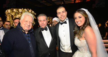 صور.. بهاء أبو شقة ومرتضى منصور فى حفل زفاف ابن توفيق عكاشة