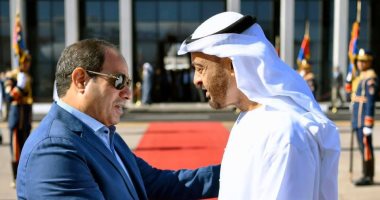 الرئيس السيسى يودع الشيخ محمد بن زايد ولى عهد أبو ظبى فى مطار شرم الشيخ