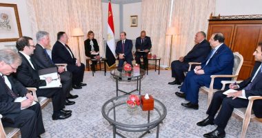 السيسي يبحث مع وزير الخارجية الأمريكى فى برلين القضية الليبية وسد النهضة