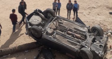 صور.. مصرع عامل وإصابة 5 أشخاص فى حادثين ببنى سويف
