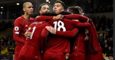 محمد صلاح يحتفل بهدف فيرمينو فى شباك وولفرهامبتون بصورة لفرحة الهدف