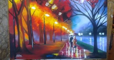 كريم يشارك بلوحاته الفنية الطبيعية والخيالية لإظهار موهبته فى الرسم