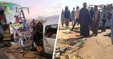 دماء على الأسفلت في أسوان.. مصرع 19 شخصا خلال 72 ساعة بالطريق الصحراوى.. شاحنة نقل تحصد أرواح 13 داخل ميكروباص.. وأبناء النوبة يشيعون جثامين 6 من شبابهم بعد حضورهم حفل زفاف.. ومطالب بازدواج الطريق.. صور