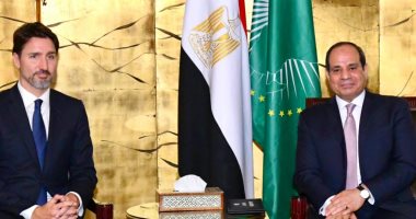 السيسى يلتقى رئيس وزراء كندا فى أديس أبابا لبحث التعاون الثنائى ومكافحة الإرهاب