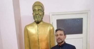 صور.. حفيد شيخ الأزهر الأسبق: رئيس مدينة بلبيس صاحب فكرة تكريمه بصناعة تمثال له