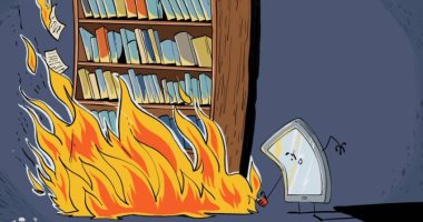 كاريكاتير صحيفة إماراتية.. الموبايل يدمر عادات القراءة 