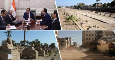 4 خطوات على طريق إحياء مسار ملوك الفراعنة بالأقصر.. رئيس الوزراء يلتقى بالمحافظ لبحث معوقات إنجازه.. مدينة الأقصر تبدأ خطة إزالة العمارات المتبقية على جانبى الطريق.. وعمال الحفائر يواصلون ترميم وتجميل الكباش