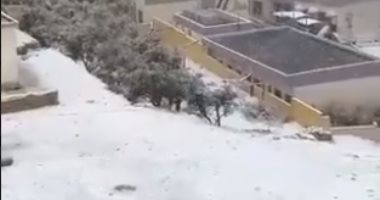 الثلوج تغطى المنازل والأشجار ببلدة الطيبة جنوب الأردن.. فيديو