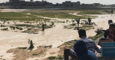 صور .. أهالى شمال سيناء يواصلون احتفالهم بوصول السيل للعريش