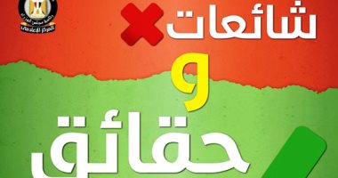 انفوجراف.. الحكومة تكشف 8 حقائق حول كورونا وترصد 7 شائعات: لا صحة لوقف طباعة الصحف الورقية أو شحن أرصدة مجانية لعملاء شركات المحمول..  امتلاك سيارة لا يعطل صرف المعاش.. ومرتبات عمال المساجد المغلقة سارية