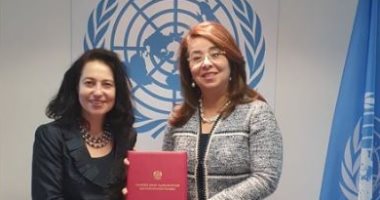 غادة والى تهنئ سفيرة بولندا لانتخابها كنائب أول منتدى الشباب CND2020