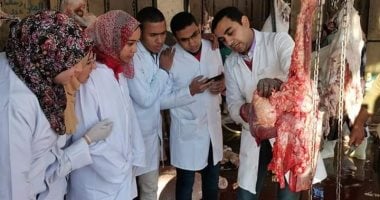 طلاب الطب البيطرى بجامعة سوهاج يتدربون عملياً على الذبح بالمجزر العمومى