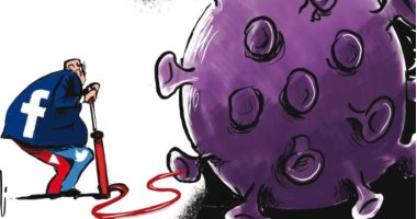 كاريكاتير صحيفة أردنية.. وسائل التواصل الاجتماعى وراء تضخم الشائعات حول كورونا